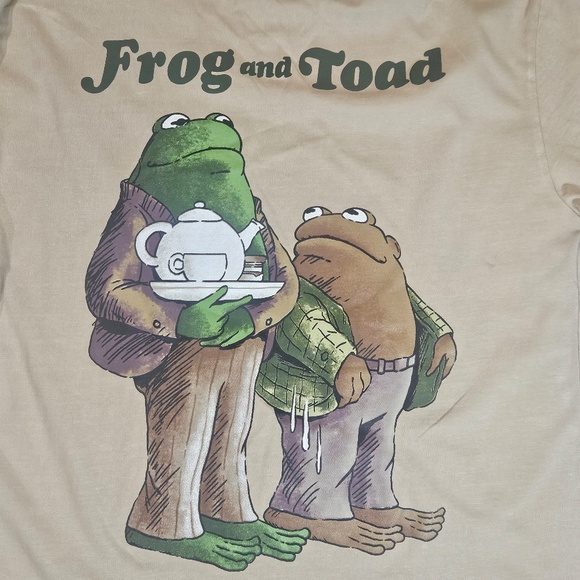 Frog and Toad Shirt Mens Medium Tan Pocket Tee Back Graphic Licensed Cartoon - Picture 3 of 7